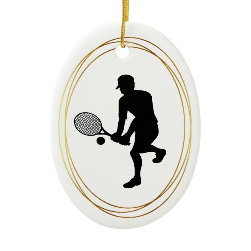 Male Tennis Player Silhouette Christmas Ornament