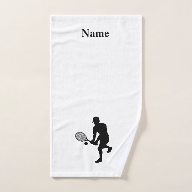 Male Tennis Player Silhouette Hand Towel (Hand Towel)