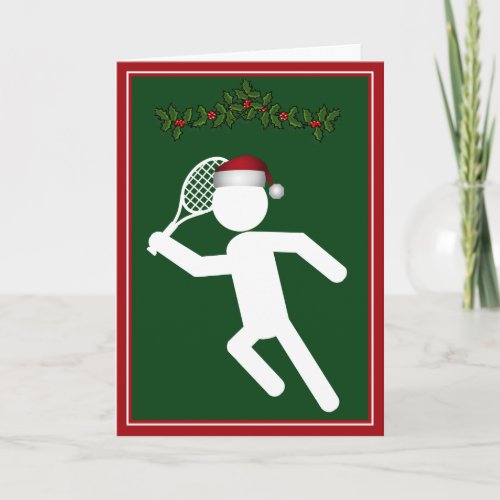 Male Tennis Player Symbol Christmas  Holiday Card