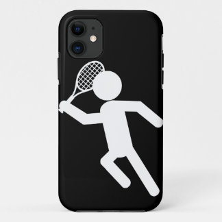 Male Tennis Player - Tennis Symbol (on Black) iPhone 11 Case
