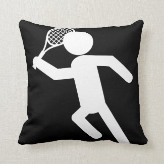 Male Tennis Player - Tennis Symbol (on Black) Throw Pillow