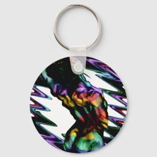Male torso back Retro colors Keychain