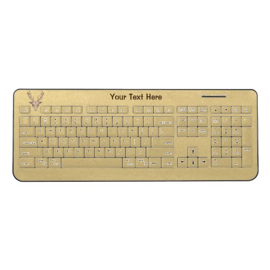 Male Trophy Deer Head Large Antlers light Brown Wireless Keyboard (Front)