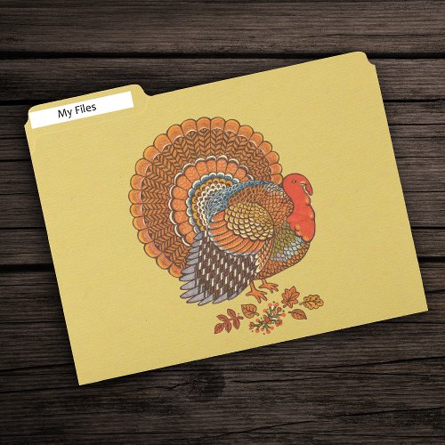 Male Turkey Autumn Colors Leaves Golden Yellow File Folder