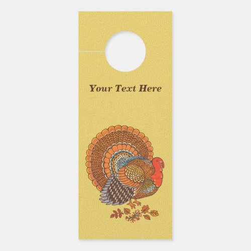 Male Turkey  Fall Colored Feathers in Leaf Pile  Door Hanger