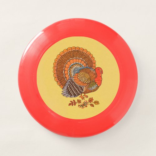 Male Turkey Leaves Tail Spread Colorful Feathers Wham_O Frisbee