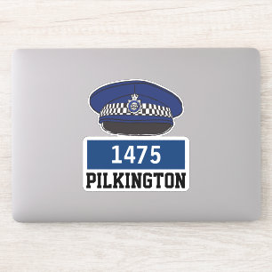 Male UK Police Officer Flat Cap with Name & Number Sticker