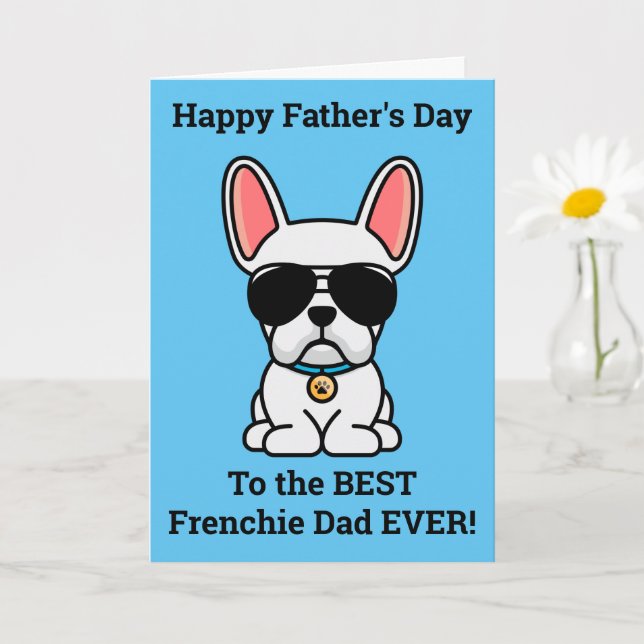 Male White French Bulldog Father's Day Card (Small Plant)