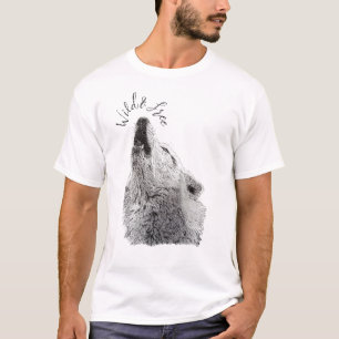 Male Wild & Free Script Howling Wolf Fine Art T-Shirt