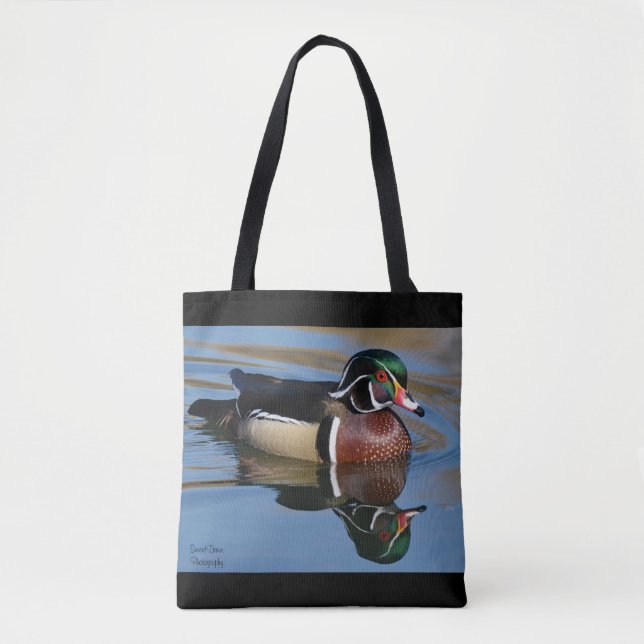 Male Wood Duck Reflection Throw Pillow Mouse Pad P Tote Bag (Front)
