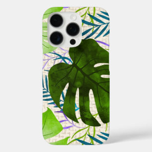 Maleah Monstera Tropical Hawaiian Watercolor-Green iPhone 16 Pro Case