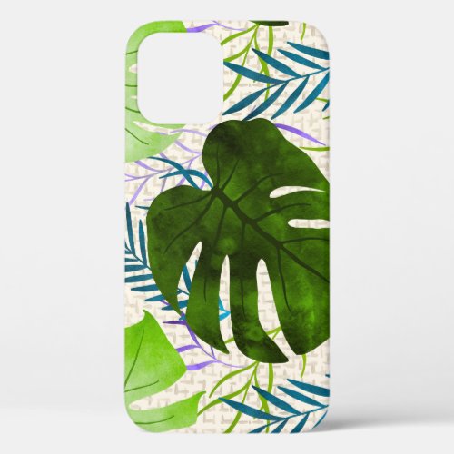Maleah Monstera Tropical Hawaiian Watercolor_Green iPhone 12 Pro Case