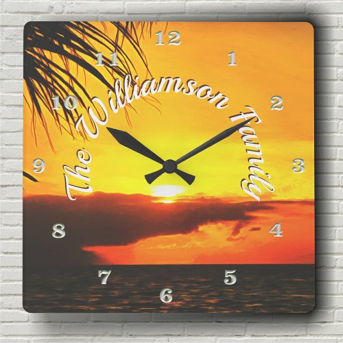 Malecon Family Sunset 2441 Square Wall Clock