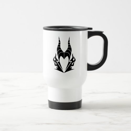 Maleficent Logo Travel Mug - This design features the head of the evil Malecient from the Disney animated feature film Sleeping Beauty.