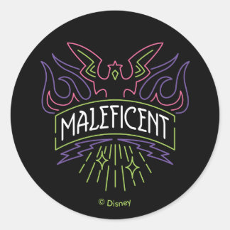 Maleficent | Neon Badge Logo Classic Round Sticker