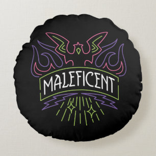 Maleficent Neon Badge Logo Round Pillow