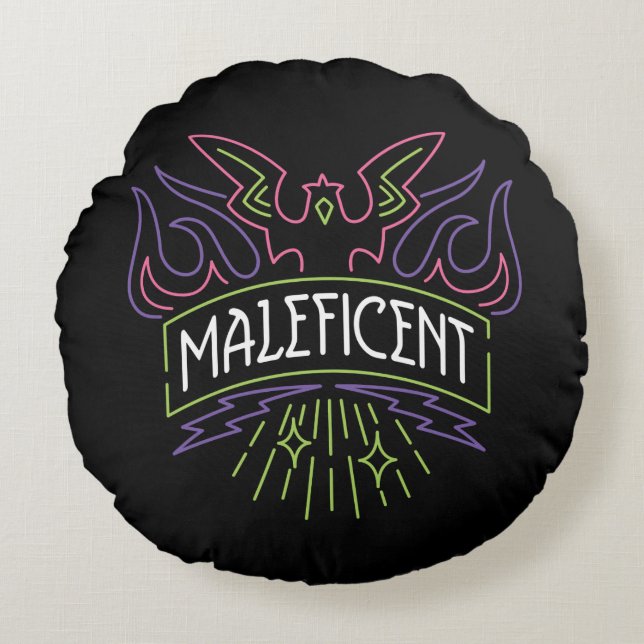 Maleficent | Neon Badge Logo Round Pillow (Front)