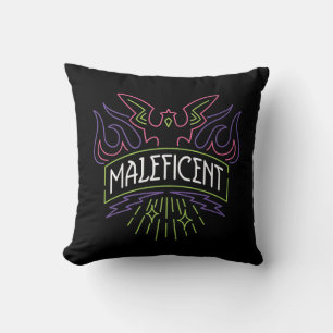 Maleficent   Neon Badge Logo Throw Pillow