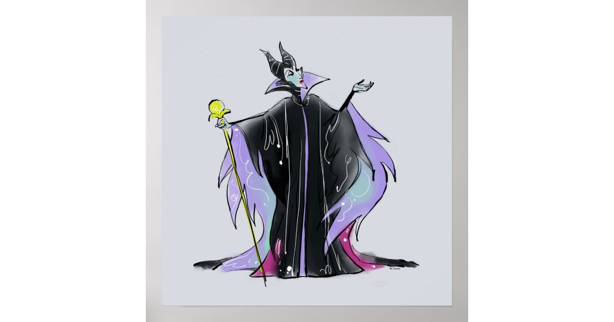 DISNEY'S MALEFICENT FROM SLEEPING BEAUTY ORIGINAL COMIC ART COLOR SKETCH