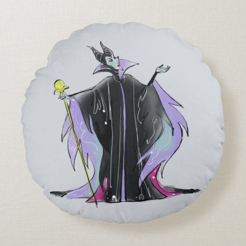 Maleficent  Strikes a Pose Round Pillow