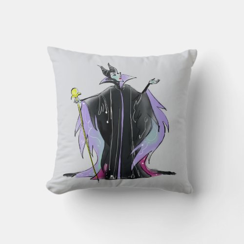 Maleficent | Strikes a Pose Throw Pillow - This artwork features a portrait of Maleficent the existing evil force in the Disney animated feature film Sleeping Beauty.