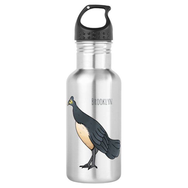 Maleo bird cartoon illustration  stainless steel water bottle (Front)