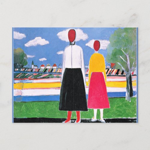Malevich artwork Two Figures in a Landscape Postcard