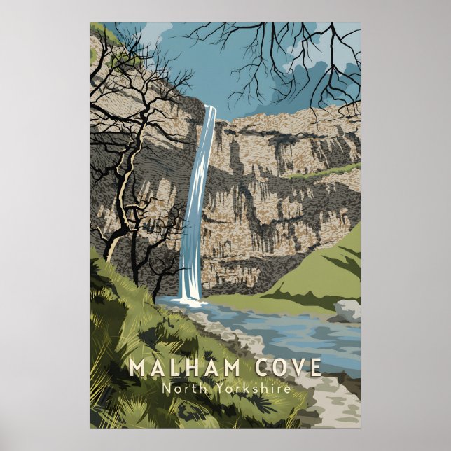 Malham Cove North Yorkshire Travel Poster (Front)
