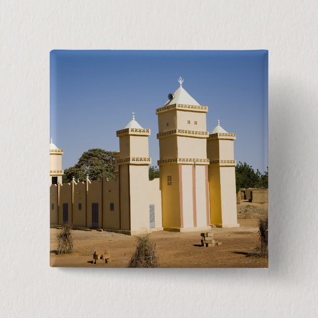 Mali, Bamako. Mosque, Bamako-Djenne Road Pinback Button (Front)