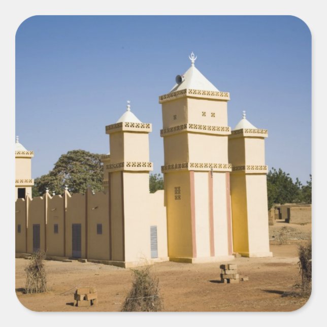 Mali, Bamako. Mosque, Bamako-Djenne Road Square Sticker (Front)