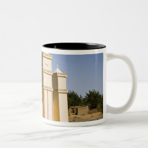 Mali, Bamako. Mosque, Bamako-Djenne Road Two-Tone Coffee Mug