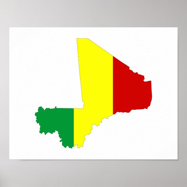mali country flag map shape silhouette symbol poster (Front)