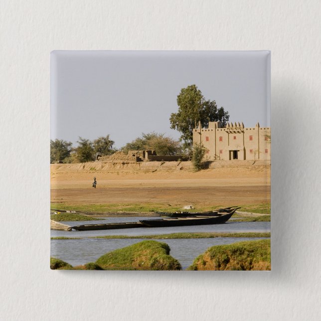 Mali, Djenne. Bani River near Djenne Pinback Button (Front)