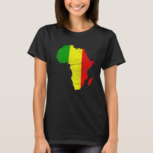 Mali Flag Africa Continent Silhouette Gift for Mal T_Shirt