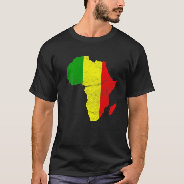 Mali Flag Africa Continent Silhouette Gift for Mal T-Shirt (Front)