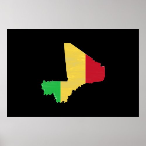 Mali flag and map poster