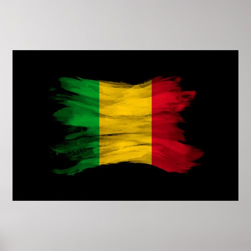 Mali flag brush stroke national flag poster