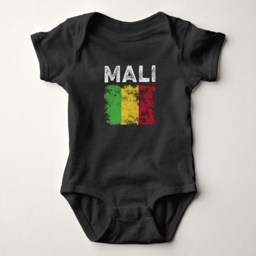 Mali Flag Distressed _ Malian Flag Baby Bodysuit