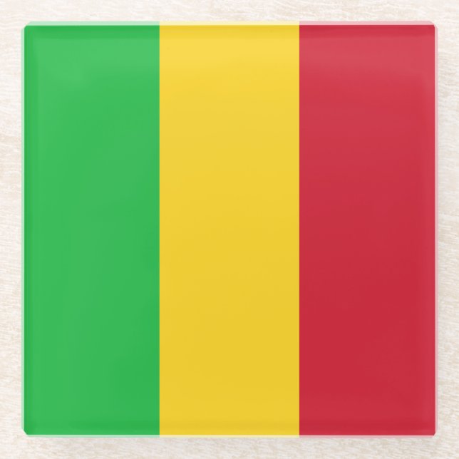 Mali Flag Glass Coaster (Front)