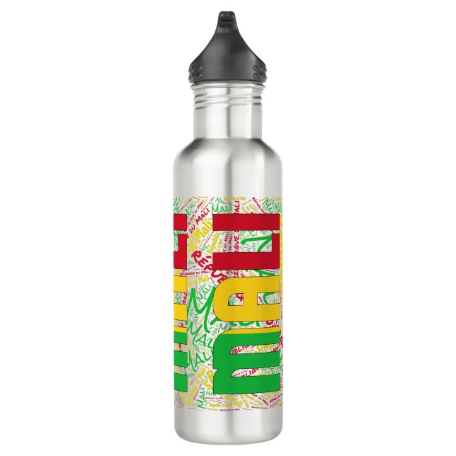 Mali Flag Gorgeous Patriotic Stainless Steel Water Bottle (Right)