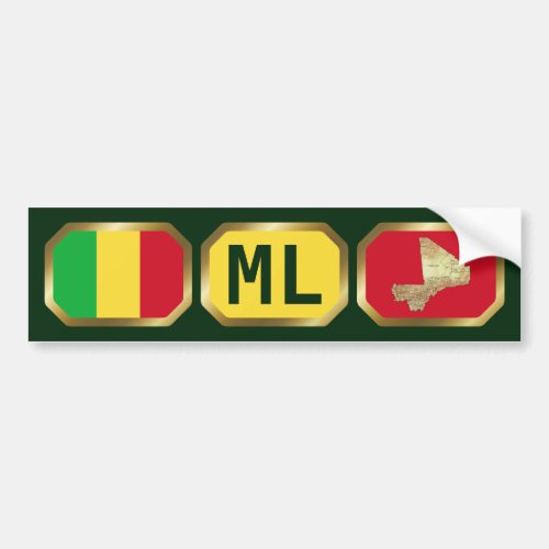 Mali Flag Map Code Bumper Sticker
