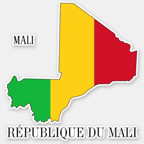 Mali Flag Map Patriotic Sticker