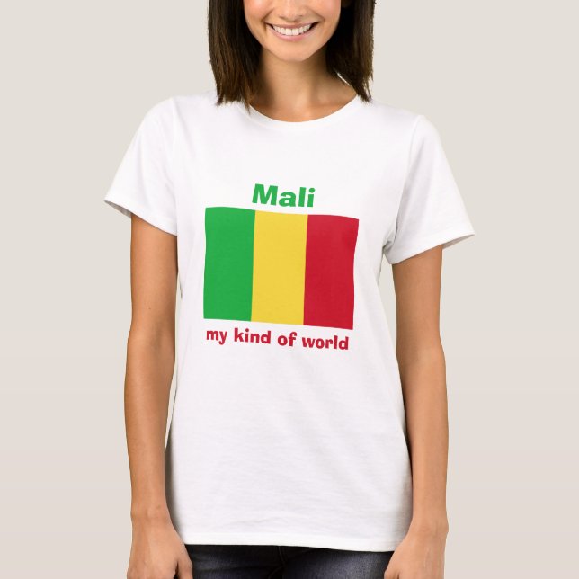 Mali Flag + Map + Text T-Shirt (Front)