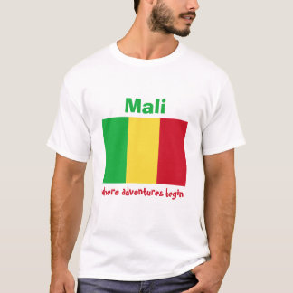 Mali Flag + Map + Text T-Shirt