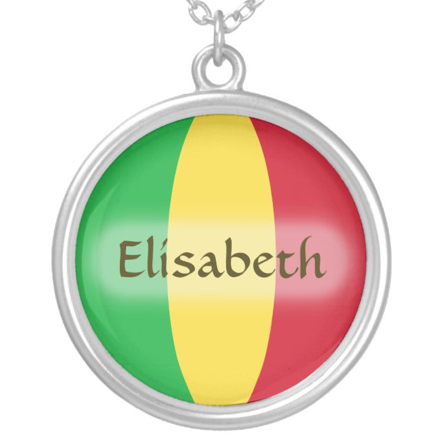 Mali Flag + Name Necklace (Front)