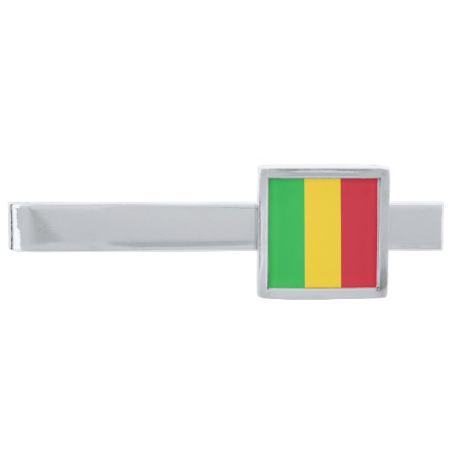 Mali Flag Silver Finish Tie Bar (Front)