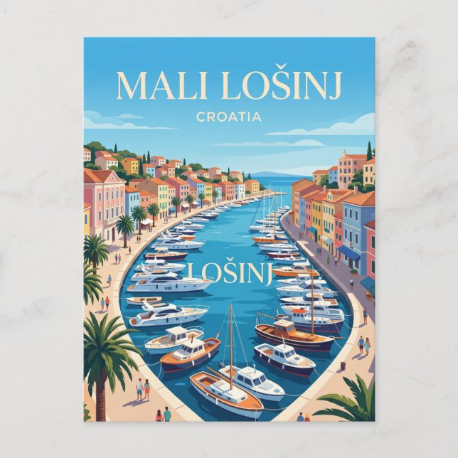 Mali Lošinj Harbor Croatia Postcard (Front)