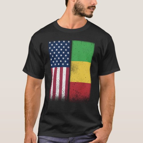 Mali Malian American Flags Proud USA Mali T_Shirt