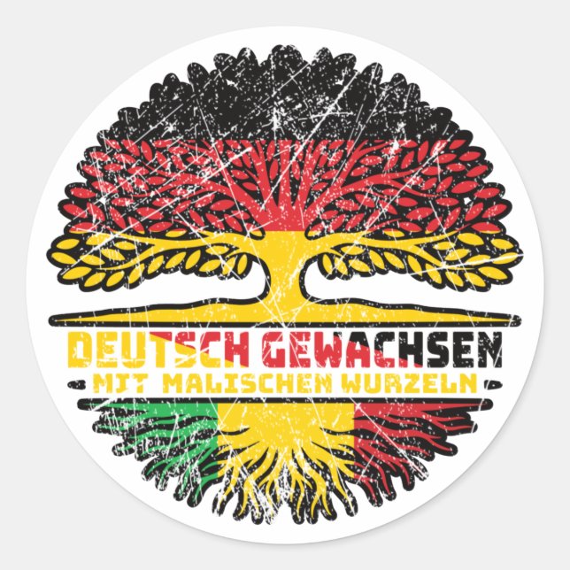 Mali Malisch Deutsch Baum Wurzel Classic Round Sticker (Front)