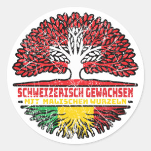 Mali Malisch Schweizer Schweiz Baum Wurzel Flagge Classic Round Sticker